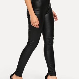 Black Faux Leather High Waisted Skinny Jeans